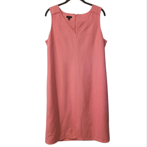 Talbots Pink V-neck Sleeveless Tweed Woven Texture Shift Dress Wmns 12 Career - Picture 1 of 15